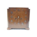 Art Deco Oak cased mantel clock with numeral dial