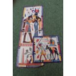 2 Vintage 1940s Egyptian stylised samplers