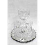 Late Victorian clear glass Epergne of floral and Acanthus form comprising of 4 bowls and 2