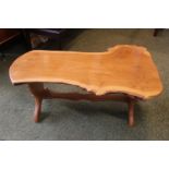 Mid Century (Danish & Ercol Interest) light wood natural log plank coffee table.