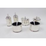 Adie Brothers an Sons Silver 6 Piece Silver Cruet Set with Blue glass liners 230g total weight