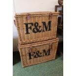 2 Fortnum and Masons Wicker Picnic baskets with leather strapping