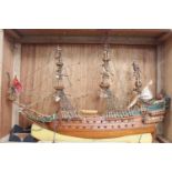 Scratch Built Galleon of a Swedish Galleon in wooden case