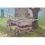 Angela Stones (1914-1995) Acrylic on Canvas of a Old Wooden Cart. 76 x 51cm. Studied under her