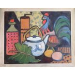 Angela Stones (1914-1995) 'Still Life in The Kitchen' Abstract Acrylic on Board. 50 x 39cm.