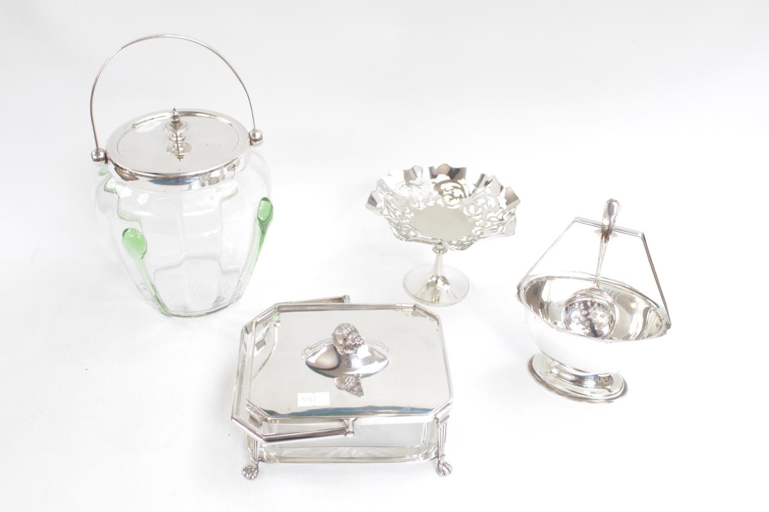 Collection of assorted Silver plated tableware inc Art Nouveau Biscuit Barrel, Whelk Surmounted