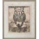 Angela Stones (1914-1995) 'Tawny Owl' Charcoal and Pastel. 25 x 31cm. Studied under her mother