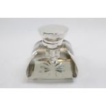 Silver Topped Deco Inkwell with glass reservoir Birmingham 1927 with Star cut to base