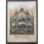 Oak Framed 'The Hearts of Oak Society' Hand Tinted engraving