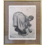 Framed Print of a Lady harvesting after Picasso, 26 x 33cm
