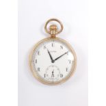 Edwardian 9ct Gold Cyma open faced pocket watch with dedication to interior 'Presented to Percy F