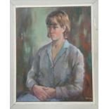 Angela Stones (1914-1995) Thought to be Self Portrait Oil on Board. 50 x 39cm. Studied under her
