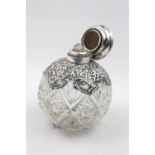 George V Silver topped Scent bottle with embossed floral and foliate detail, terminating with