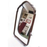 Edwardian Stained Walnut shaped dressing table mirror on stand 49cm in Height