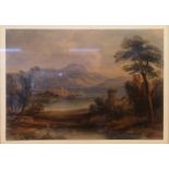 19thC Framed Watercolour of a Landscape scene unsigned. 18 x 12.5cm