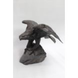 Large Bronzed figure of a Eagle with Outstretched wings on naturalistic base 23cm in Height