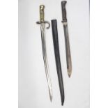 French Chassepot 1880s Bayonet & a WW1 German Saw Back Bayonet