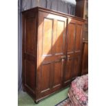 Large Georgian Oak 2 door Cabinet with panelled front and brass handles