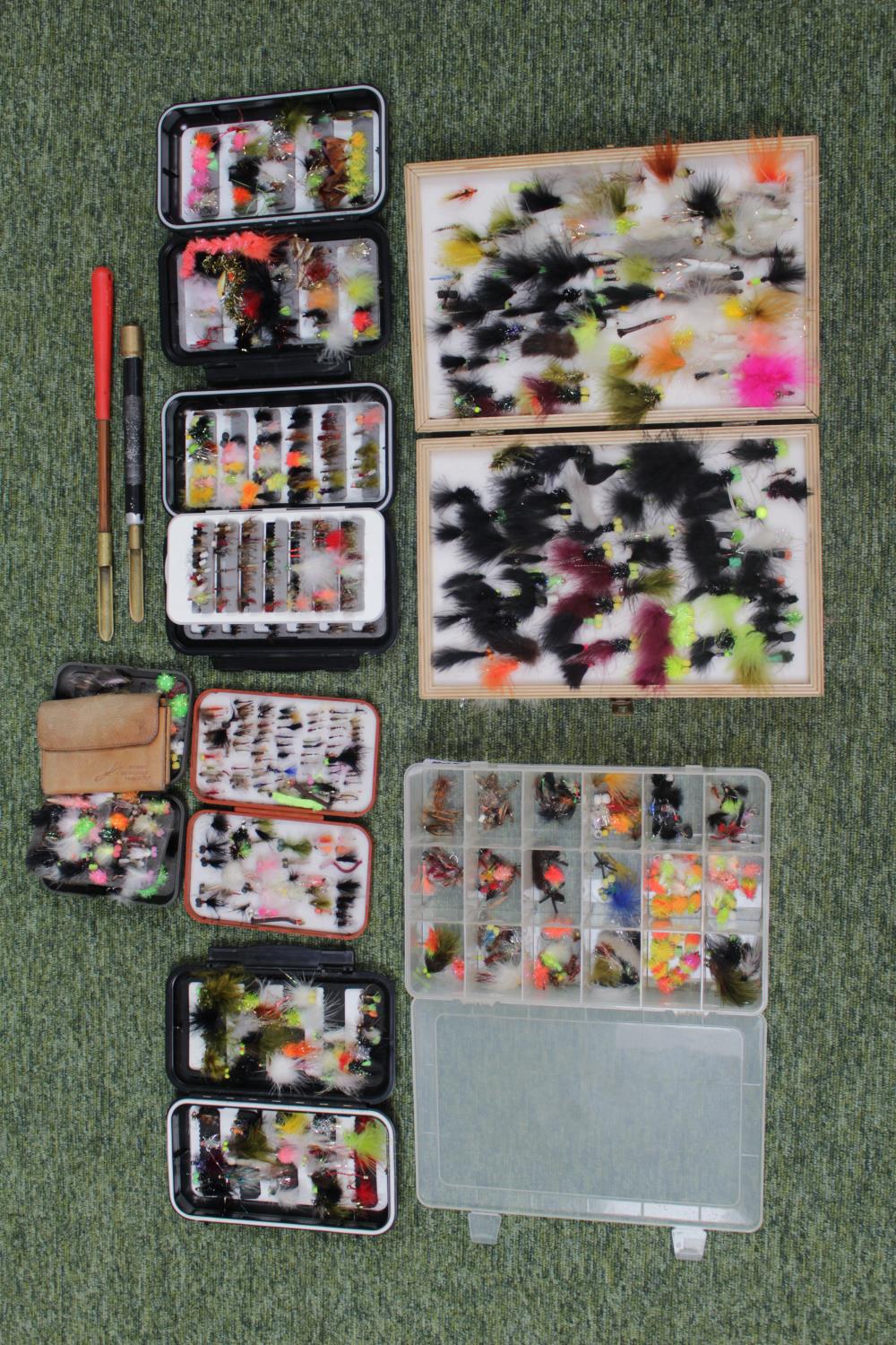 Large Collection of Fly boxes full of Trout, Salmon & Game Fishing flies and lures etc