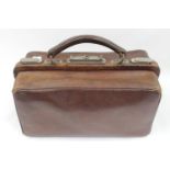 Good Quality Brown Leather Gladstone type bag with working locks