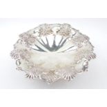 Silver fruit stand with embossed and pierced border - 300g total weight- 9" in Diameter -