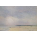 Pamela Noyes (b.1929), Oil on board of Holkham beach, 25 x 17cm