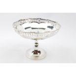 Silver Trellis pierced tazza on stepped base E S Barnsley & Co Ltd, Birmingham 1919, 200g total