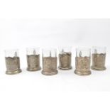 Set of Interesting White metal foliate coffee can holders with liners and a collection of 18thC