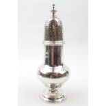 George V Urn shaped Sugar caster on square base, 18.5cm in Height, Birmingham 1924, 112g total