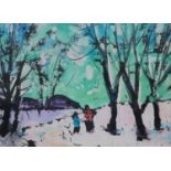 Angela Stones (1914-1995) Watercolour of a Snow scene 27 x 20cm. Studied under her mother Dorothy