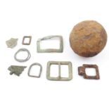 Local metal detector finds; Cromwellian cannonball & a Buckles