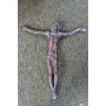 19thC Bronze figure of Christ in Crucifixion 60cm in Length by 54cm, mounting points to hands and