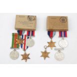 2 Sets of WWII Medals of local interest Histon & Cottenham with paperwork and 8 Medals