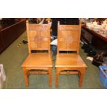 Pair of Good quality Oak carved altar chairs with hand carved initials to the back over Simple Pugin