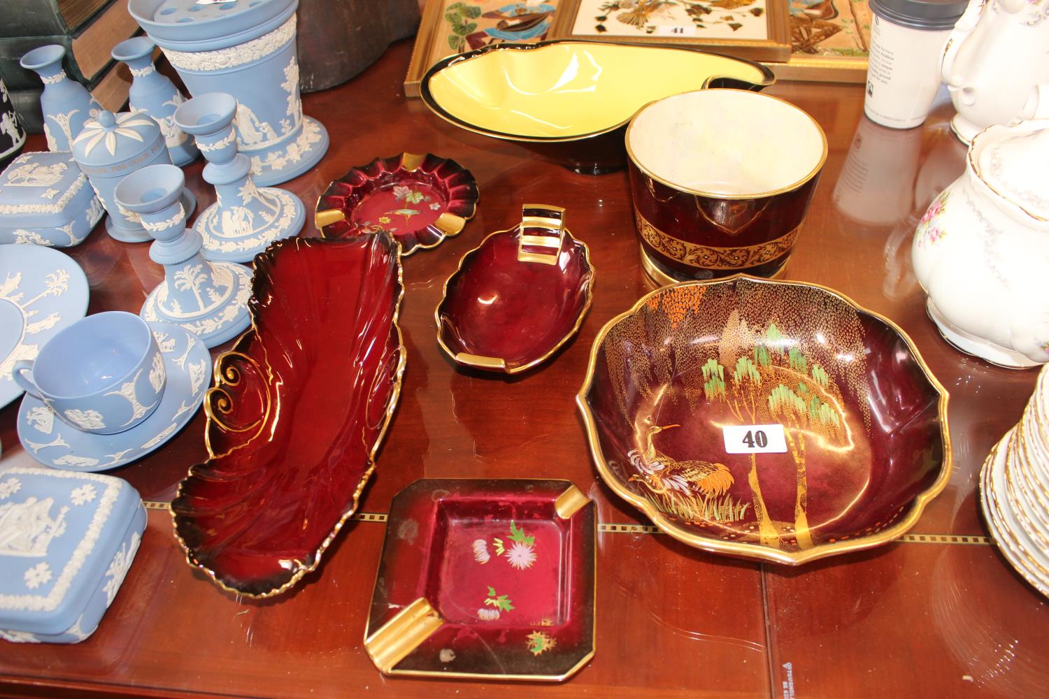 Collection of Carlton ware Rouge Royale (9), Carltonware 1950s Bowl, Royal Doulton Flambe Elephant - Image 2 of 2