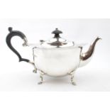 Silver Batchelors Teapot supported on pad feet by Barker Brothers (Herbert Edward Barker & Frank