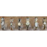 Six Ladies Watches inc Omega, Bulova & Rotary. Lady's Omega 17 jewels gold filled (80 microns)