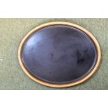 Lacquer Papier-mâché tray of Oval form stamped Maple & Co, Tottenham Court Road London 68cm in
