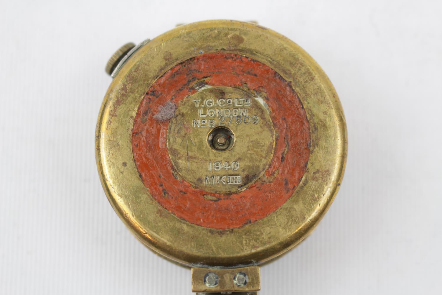T G Company 1940s Marching Compass in brass case, 6cm in Diameter - Image 2 of 2