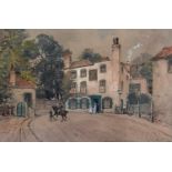 A J Meyer dated 1916 framed watercolour 'The Spaniards Inn, Hampstead', 35 x 23cm