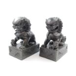 Pair of Good Quality Chinese Hand carved Hard stone Dogs of Foe 23cm in Height