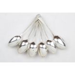 Set of 6 Georgian and Later Silver Brightly Cut and engraved matched tea spoons, 80g total weight