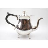 Large Silver Edward VII Teapot by Mappin & Webb supported on pad feet, London 1903, 740g total