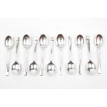 Set of 11 Brittania Standard Silver Teaspoons with Rat Tail Bowls London 1914 by Henry Flavelle 137g
