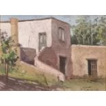 Vincenzo Canino (Naples 1892-1978) oil on board painting of a Mediterranean building. Signed lower