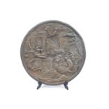 19thC Circular Cast plaque of a classical scene 27cm in Diameter (No Foundry mark)