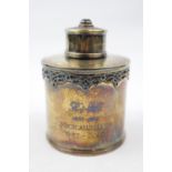 Good Quality Silver tea caddy jar with jewelled lid by Reid & Sons Dublin 1932, 125g total weight