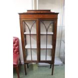 Edwardian Inlaid Glazed China cabinet with glazed doors and straight legs