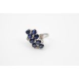 Impressive 14ct White Gold Oval Sapphire & Diamond Cluster ring comprising of Seven Sapphires