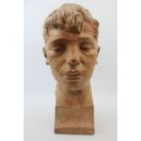 MAX PILONE (ITALIAN, FL. EARLY 20TH CENTURY); Pottery sculpture bust of a Young man marked Capri